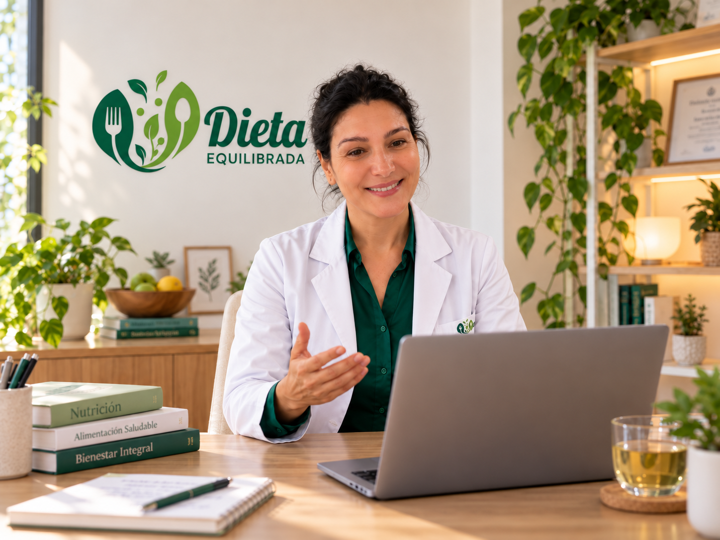 Cristina Serna, dietista, en una consulta de nutrición online por videollamada
